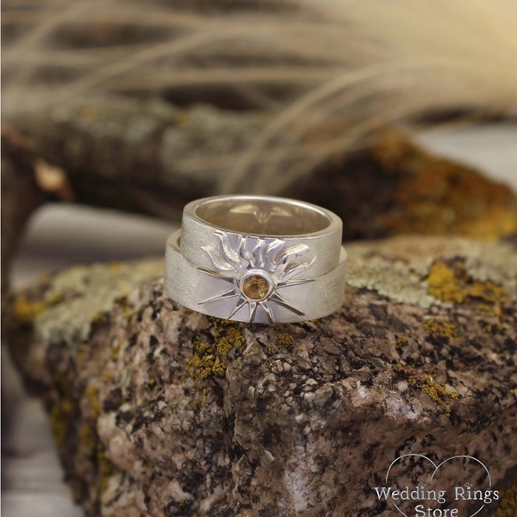 Matte Silver Sun Rings - Picture 2 of 5